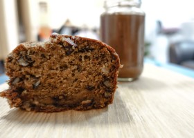 Walnut and banana loaf with chocolate butter